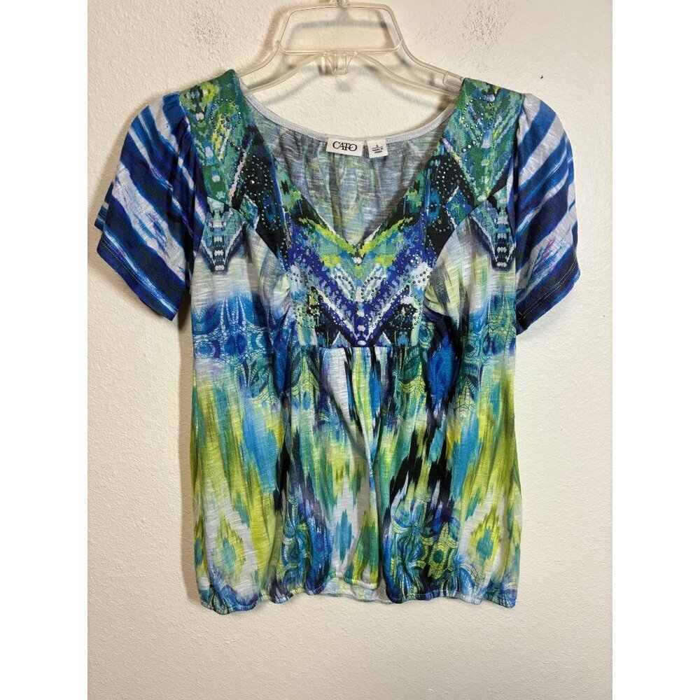 Cato Blouse Casual Retro Y2K Colorful Embellished Size Small